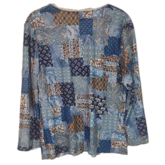 VTG Y2K L.E.I. Patchwork Printed Babydoll Long Sleeve Boho Western Fairy Sz XL - Picture 5 of 5